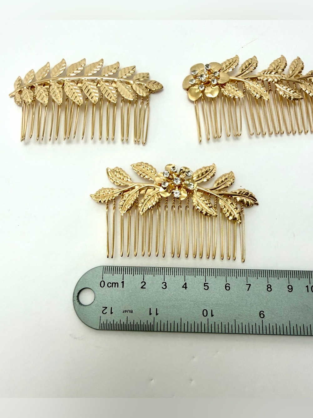 Gold Floral Leaf Decorative Hair Comb - Women Accessories - Picture 5 of 9